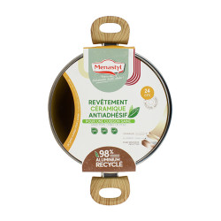 FAITOUT COLORAMA 24CM EN ALUMINIUM RECYCLÉ SAFRAN COUVERCLE VERRE