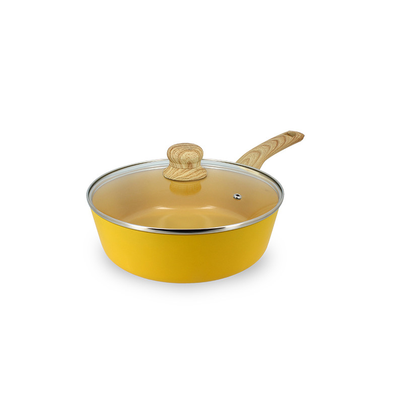 SAUTEUSE COLORAMA 24CM EN ALUMINIUM RECYCLÉ SAFRAN COUVERCLE VERRE
