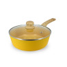 SAUTEUSE COLORAMA 24CM EN ALUMINIUM RECYCLÉ SAFRAN COUVERCLE VERRE