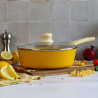 SAUTEUSE COLORAMA 24CM EN ALUMINIUM RECYCLÉ SAFRAN COUVERCLE VERRE