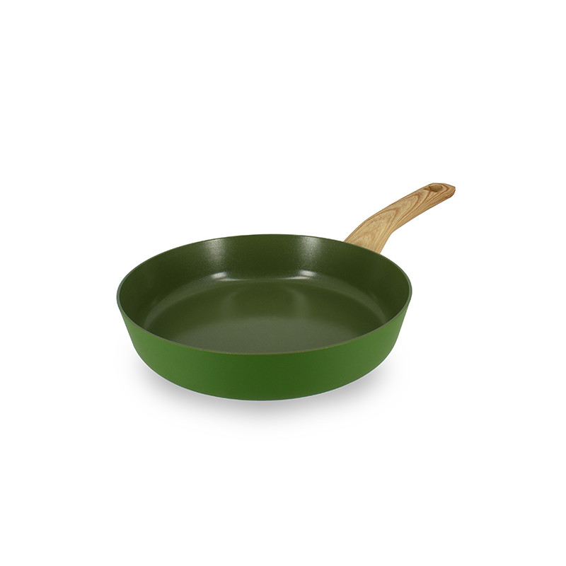 POELE 24CM EN ALUMINIUM RECYCLÉ COULEUR OLIVE  INDUCTION COLORMA