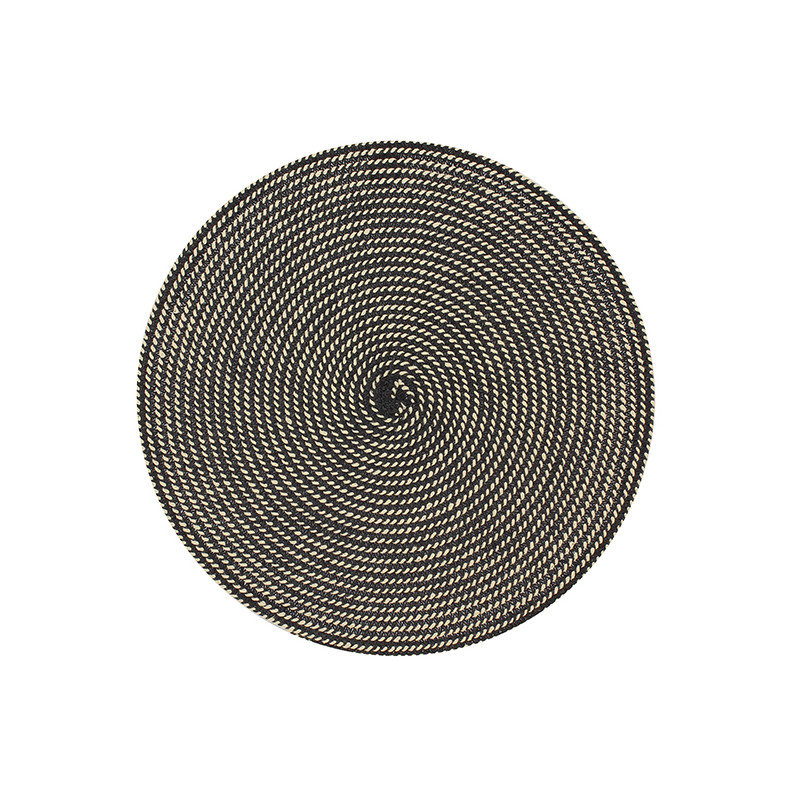 SET DE TABLE TISSÉ ROND 36CM EN PAPIER ET COTON NATUREL ET NOIR