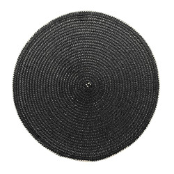 SET DE TABLE TISSÉ ROND 36CM EN PAPIER ET COTON NATUREL ET NOIR