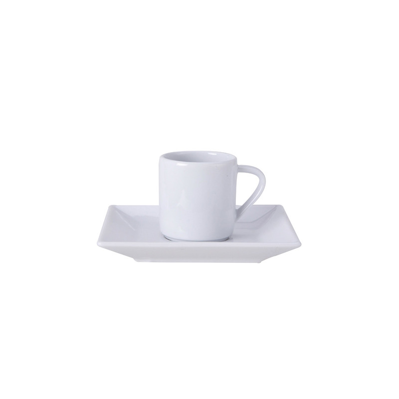 SOUCOUPE CAFE PORCELAIN CARREE BLANC 13.6CM