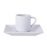 SOUCOUPE CAFE PORCELAIN CARREE BLANC 13.6CM