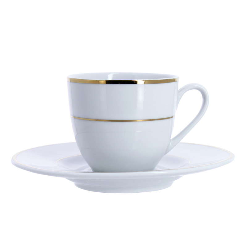 SOUCOUPE CLASSIC FILET OR 15CM EN PORCELAINE BLANCHE