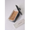 TERRINE RECTANGLE 24X10CM AVEC COUVERCLE + PRESSE EN GRÈS NOIR