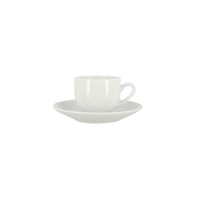 BOITE 6 TASSES+SOUCOUPES METROPOLITAN 10CL EN PORCELAINE BLANCHE