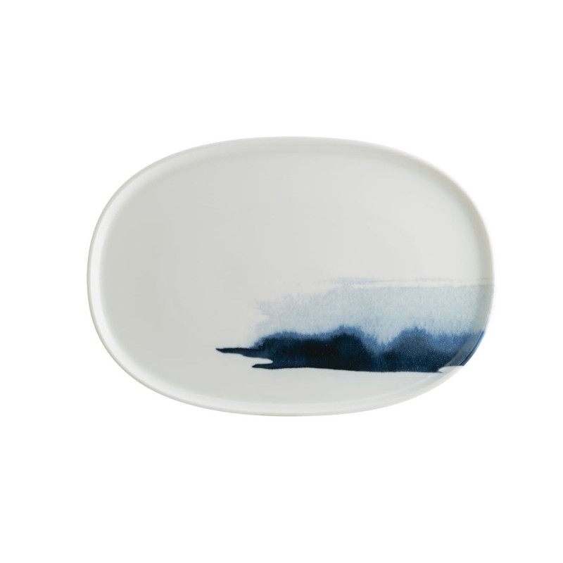 ASSIETTE OVALE BLUE WAVE 34CM EN PORCELAINE