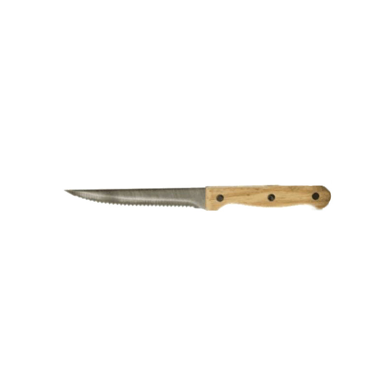 LOT DE 6 COUTEAUX À STEAK LAME EN ACIER INOXYDABLE MANCHE BOIS