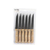 LOT DE 6 COUTEAUX À STEAK LAME EN ACIER INOXYDABLE MANCHE BOIS